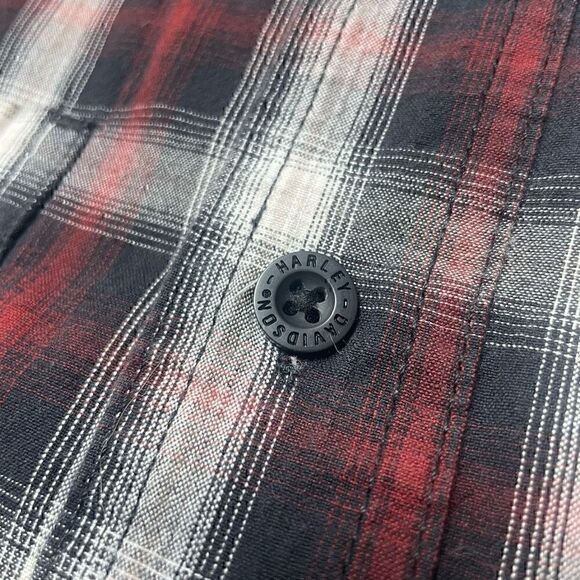 Harley Davidson Motorcycles Plaid Flannel Casual Short Sleeve Button Shirt Sz S - Picture 7 of 12
